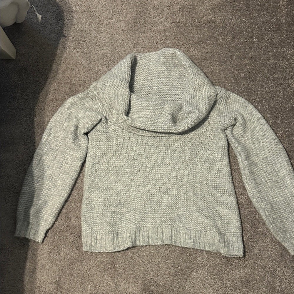 American Eagle Outfitters Light Gray Cowl Neck Sweater